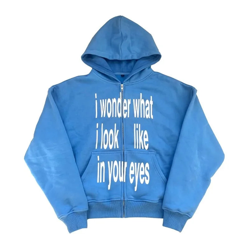 Sweat zippé « I WONDER » 𖦏