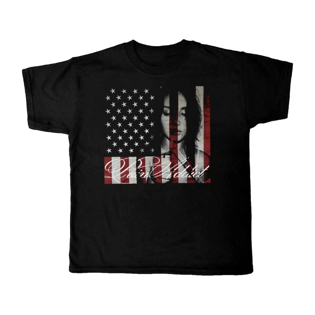 ‘AMERICAN DREAM’ T-shirt – black T-shirt, distressed American flag print