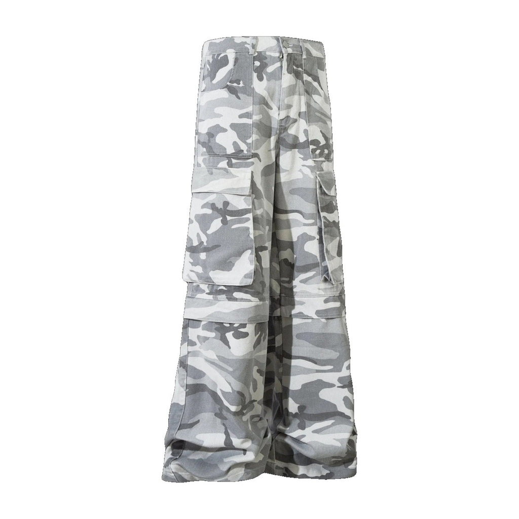 ‘BLIZZARD’ cargo pants – grey camo cargo pants, side cargo pockets, straight leg