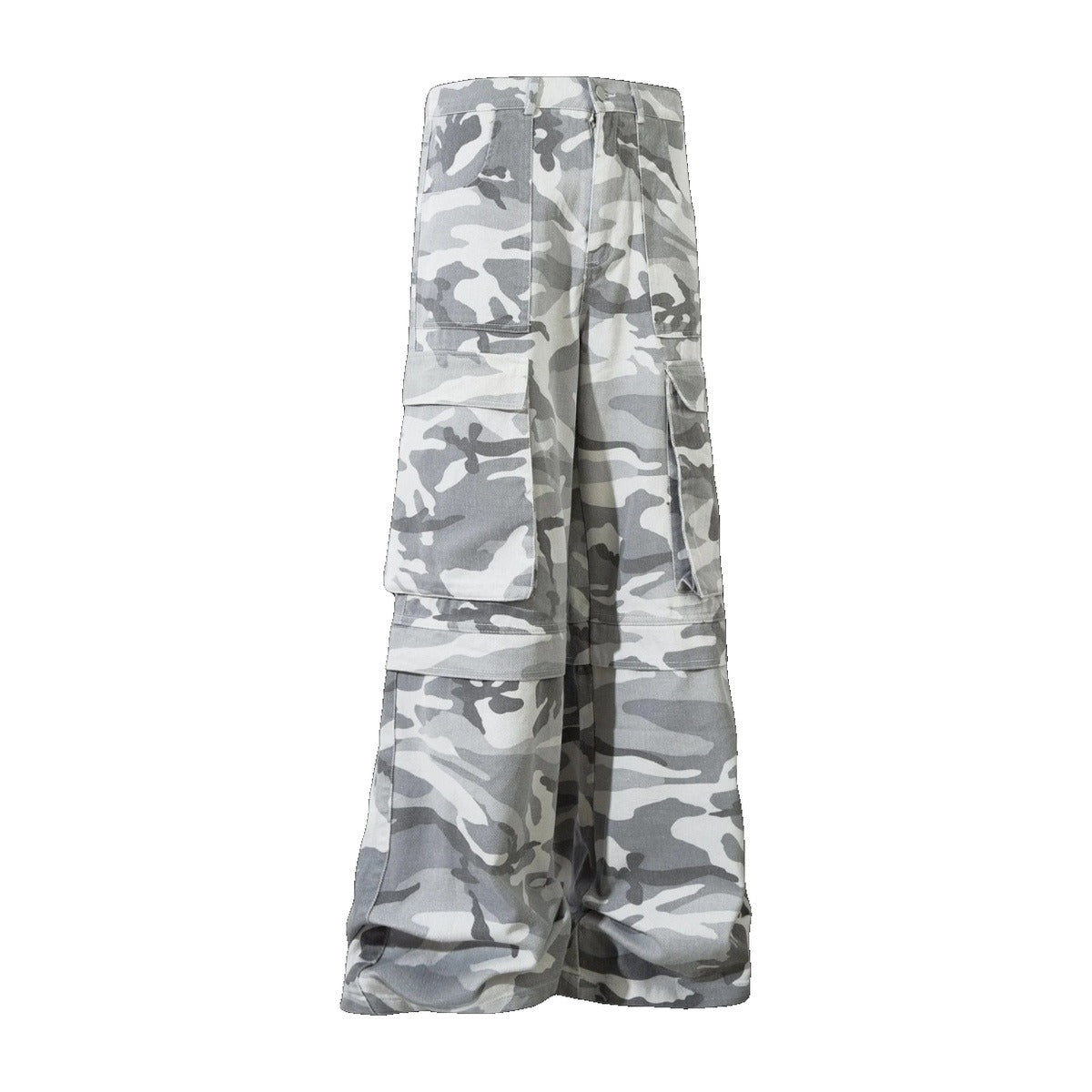 ‘BLIZZARD’ cargo pants – grey camo cargo pants, side cargo pockets, straight leg