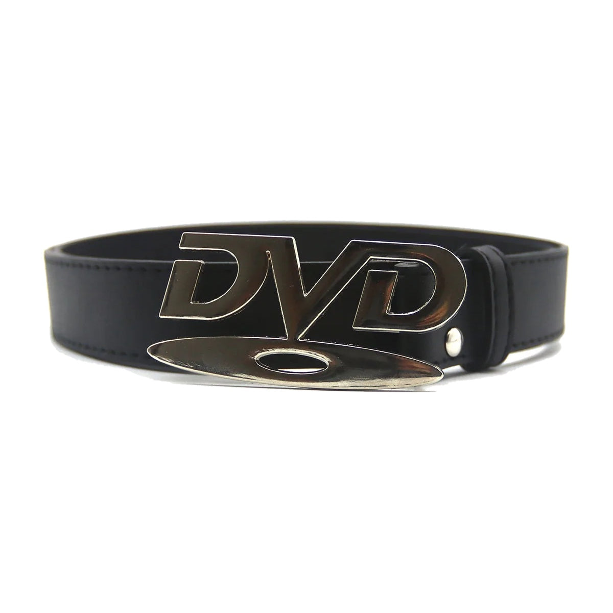 ‘BOOTLEG’ belt – black belt, chrome DVD logo buckle