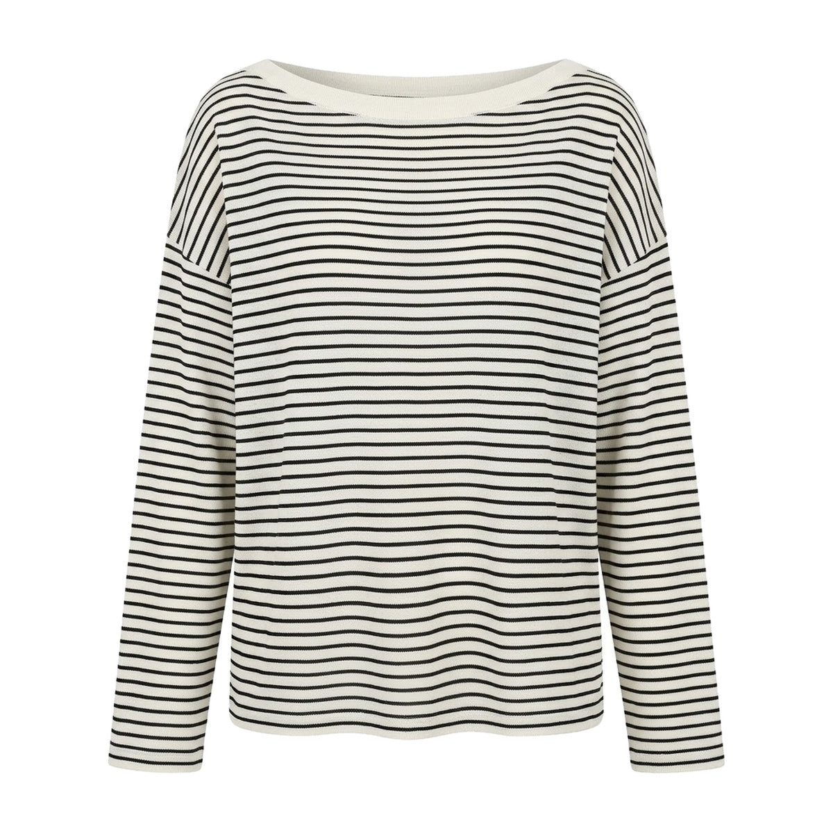 ‘BRETON’ longsleeve – off-white and black striped knit longsleeve, boat neck
