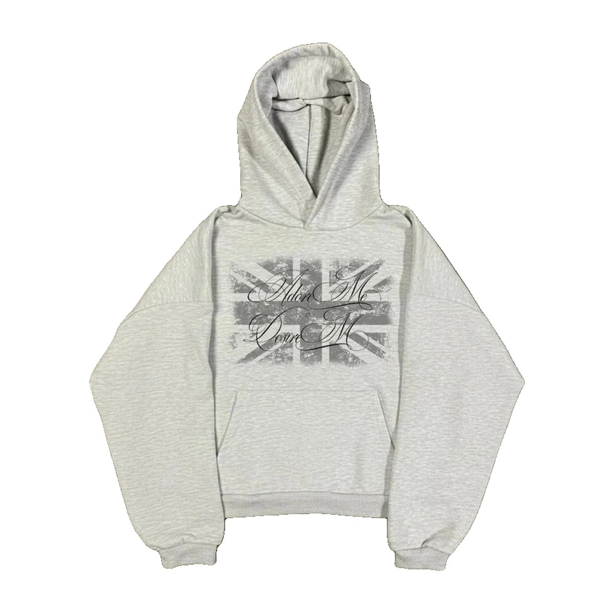‘BRITANNIA’ hoodie – light grey pullover hoodie, faded Union Jack print