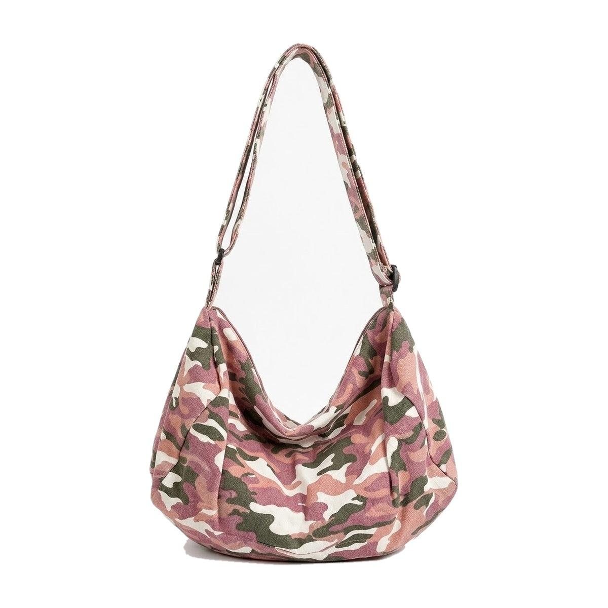 ‘BUBBLEGUM’ bag – pink camouflage canvas hobo shoulder bag