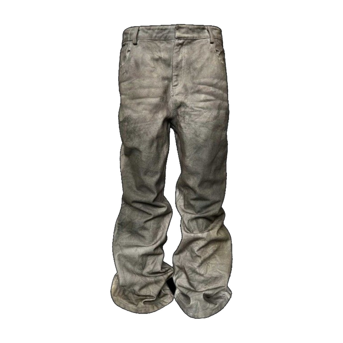 ‘DUNE’ stacked jeans – washed khaki stacked jeans, coated finish, stacked leg