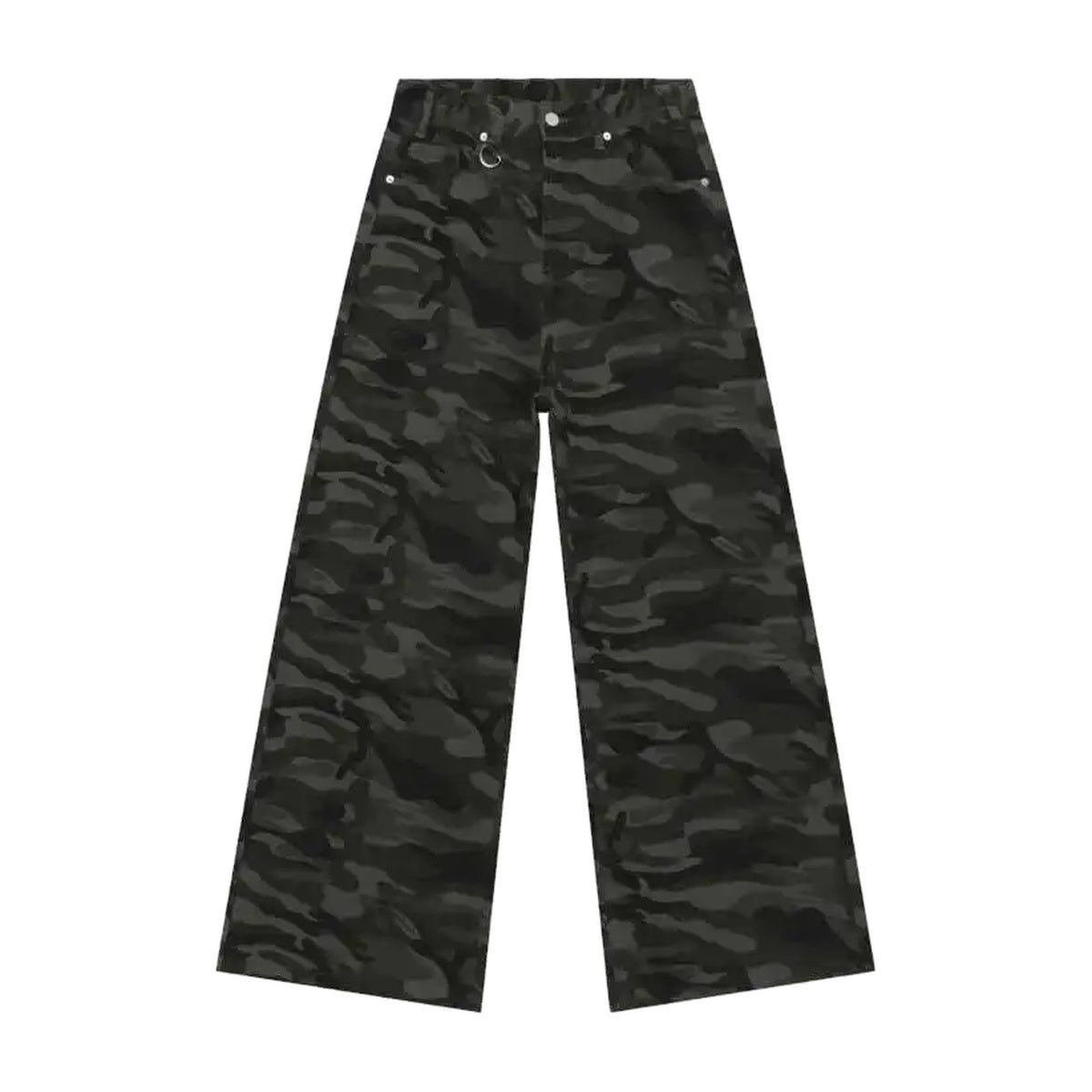 ‘GHILLIE’ jeans – dark grey camouflage wide-leg jeans