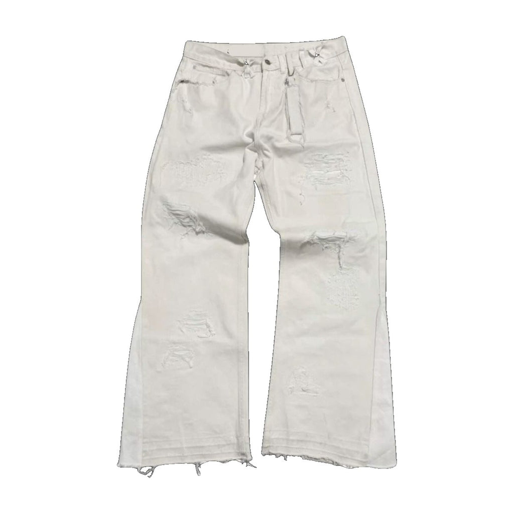 ‘HEAVEN’ flared jeans – white flared jeans, ripped details, raw hem