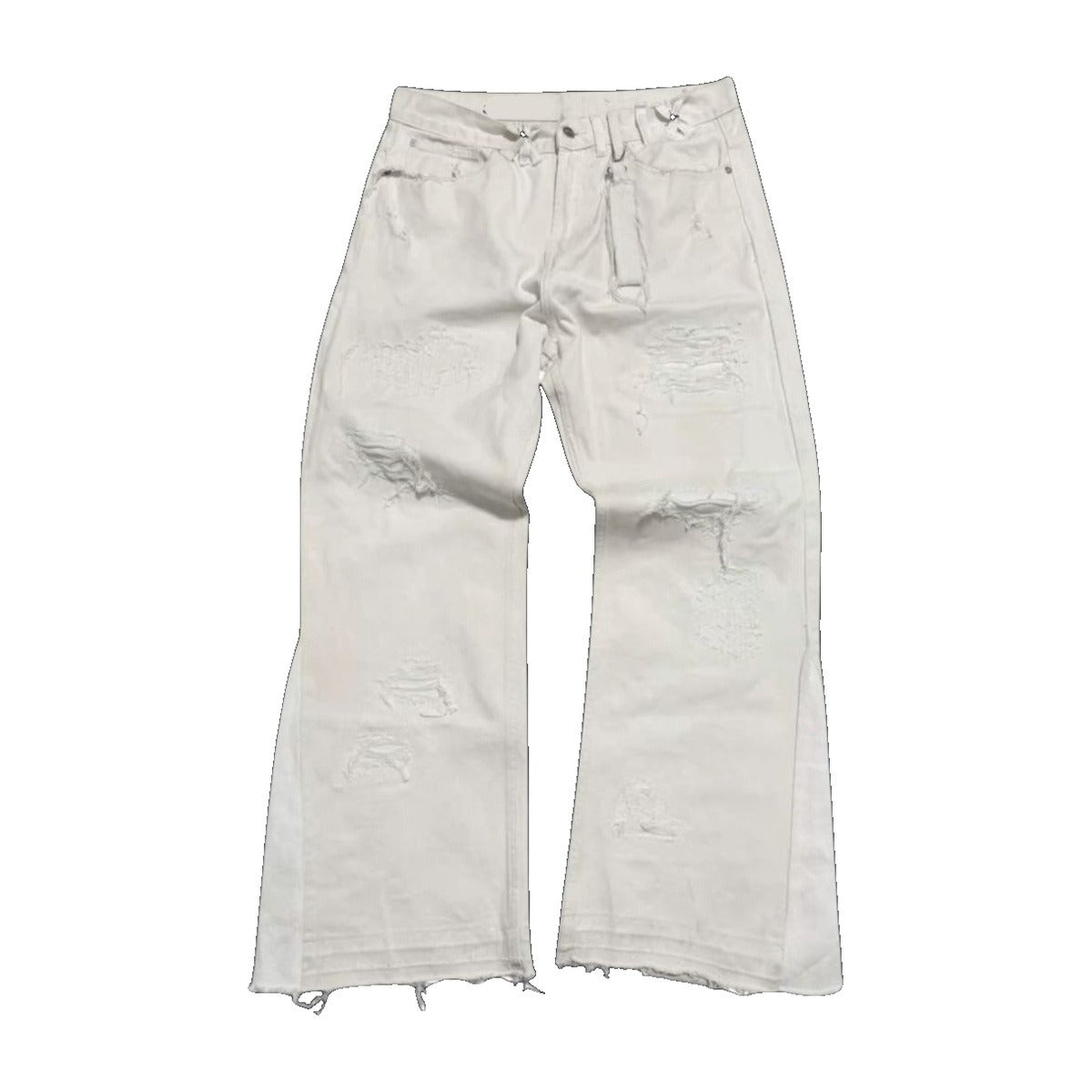 ‘HEAVEN’ flared jeans – white flared jeans, ripped details, raw hem