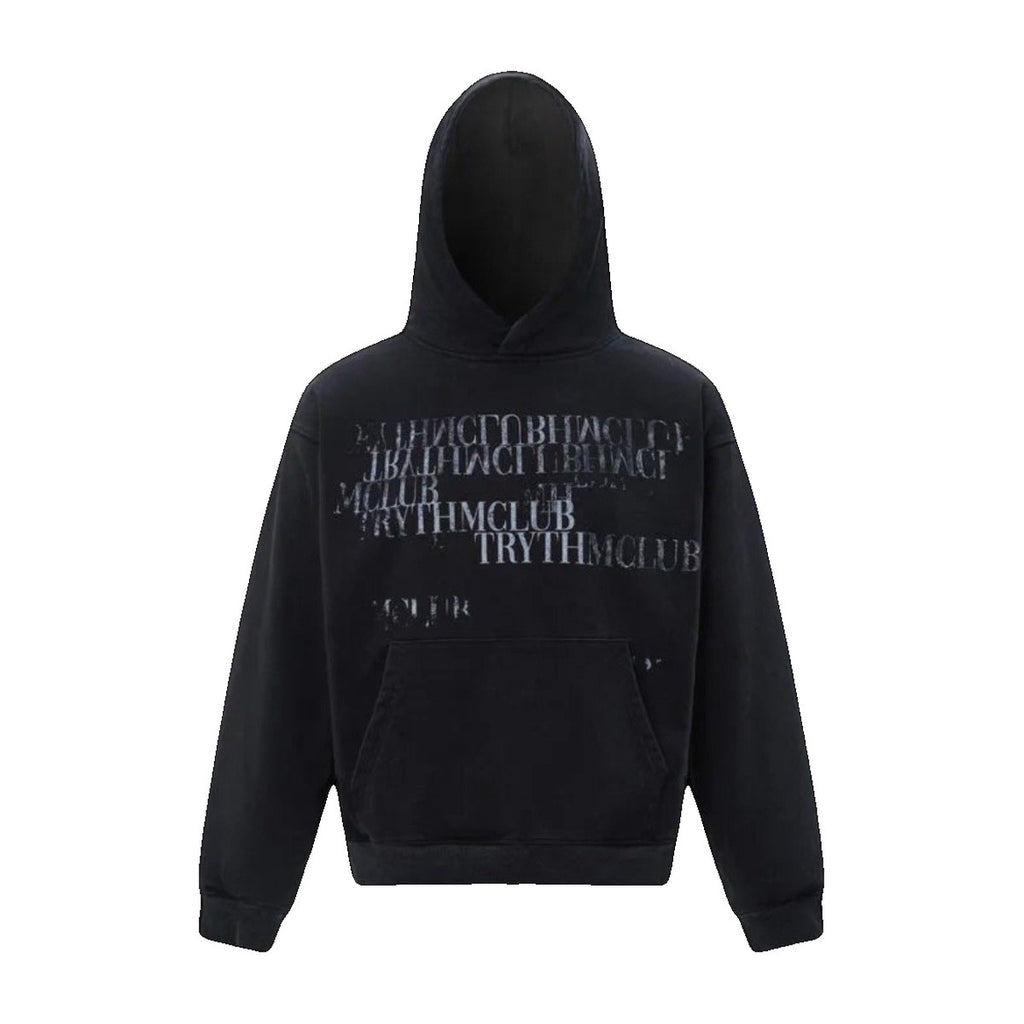 ‘LETTERS’ hoodie – black hoodie, distressed text print