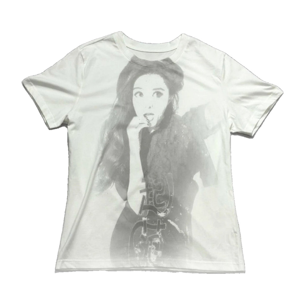 ‘LUCID DREAMING’ T-shirt – white T-shirt, black-and-white portrait print