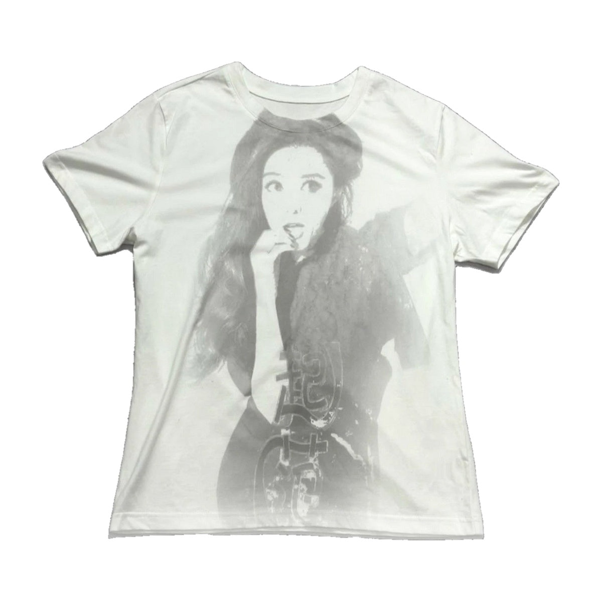 ‘LUCID DREAMING’ T-shirt – white T-shirt, black-and-white portrait print