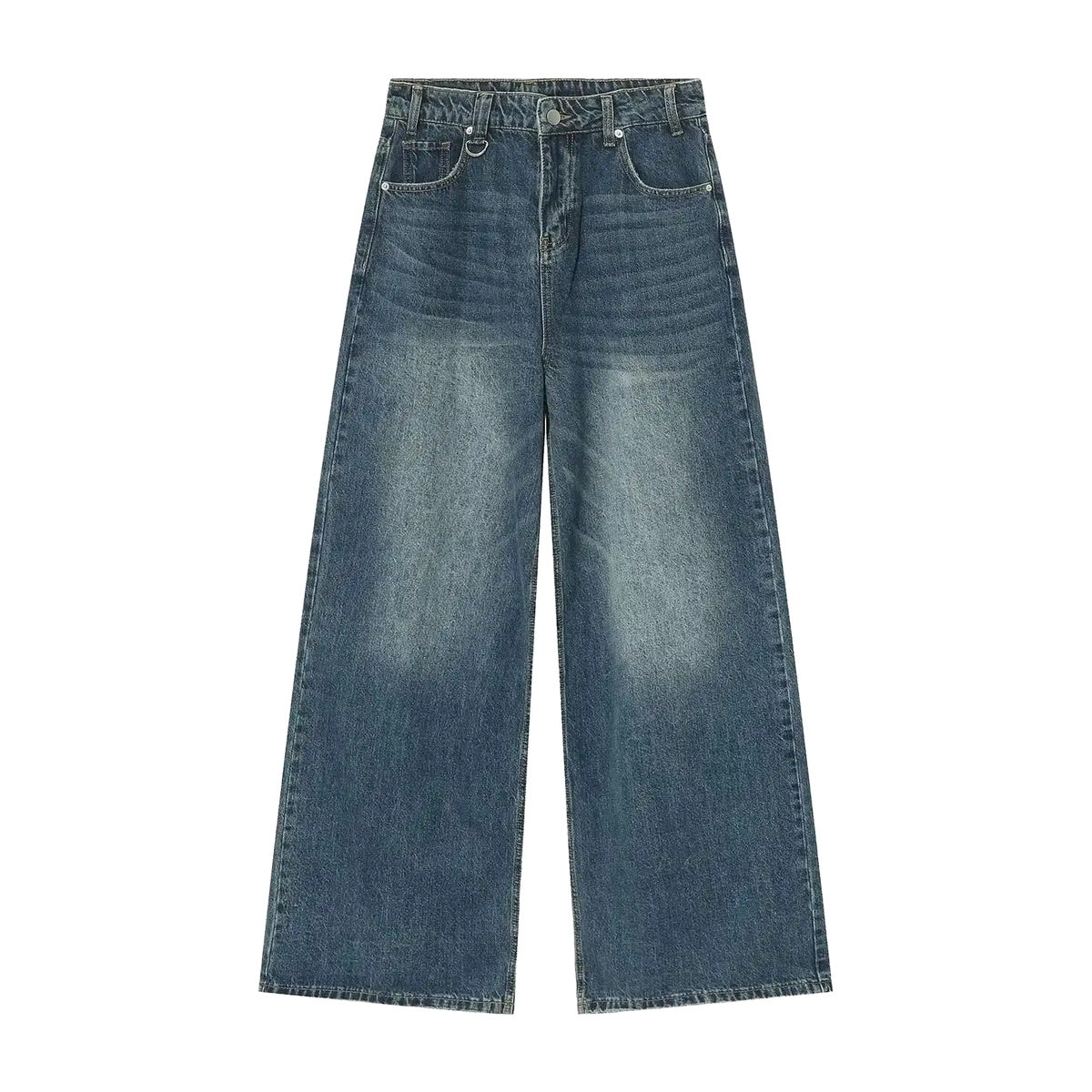 ‘MEMPHIS’ jeans – mid-blue washed wide-leg jeans