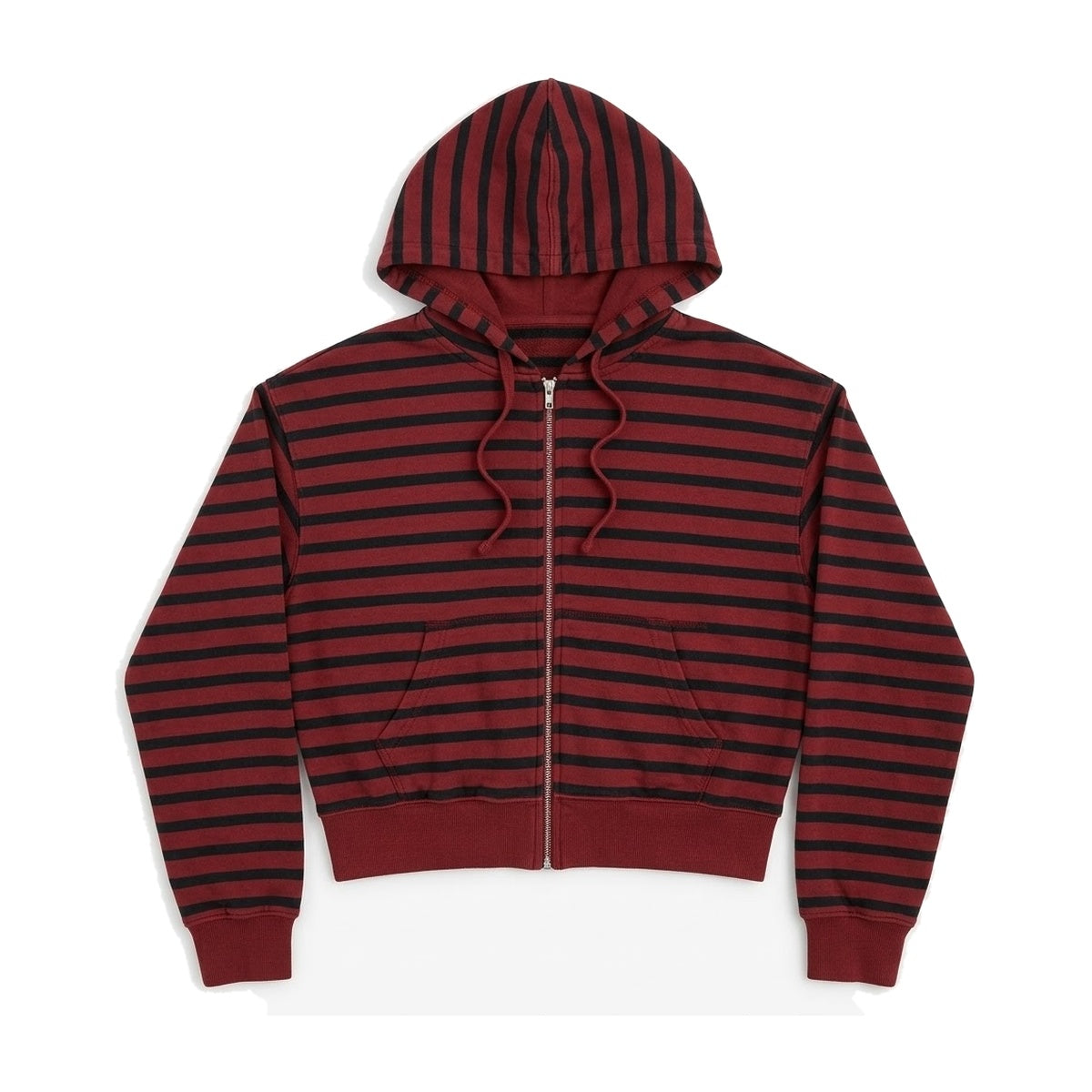 ‘MIXTAPE’ zip up – cropped red and black striped zip hoodie