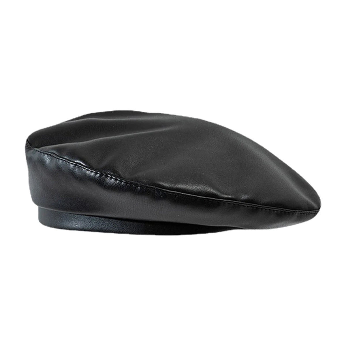 ‘MONTMARTRE’ beret – black faux-leather beret