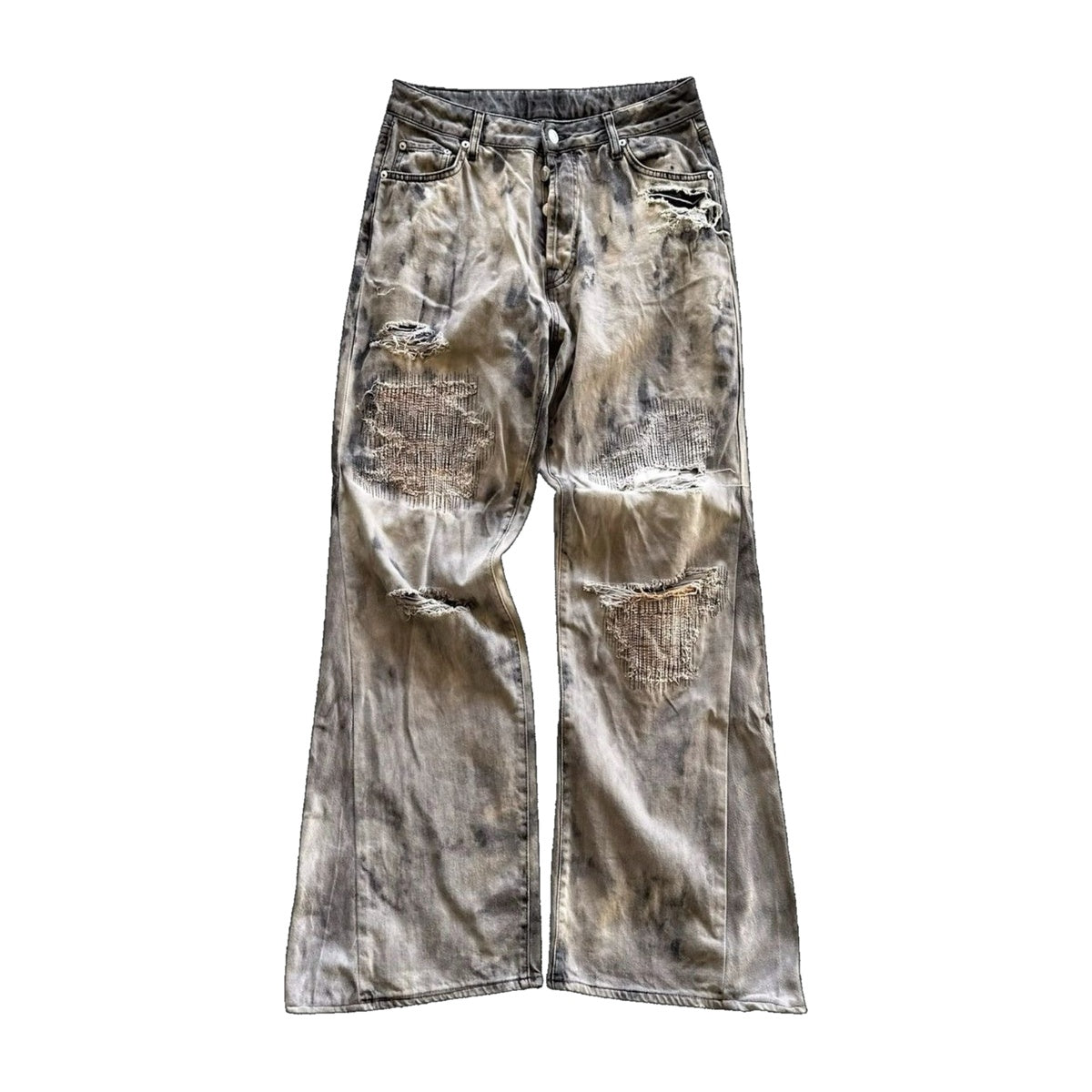 ‘MUDSLIDE’ jeans – mud wash jeans, dirty wash, rips and patches, baggy fit