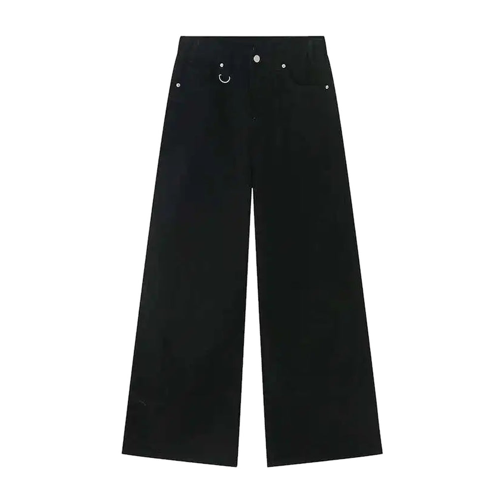 ‘OBSIDIAN’ jeans – solid black wide-leg jeans