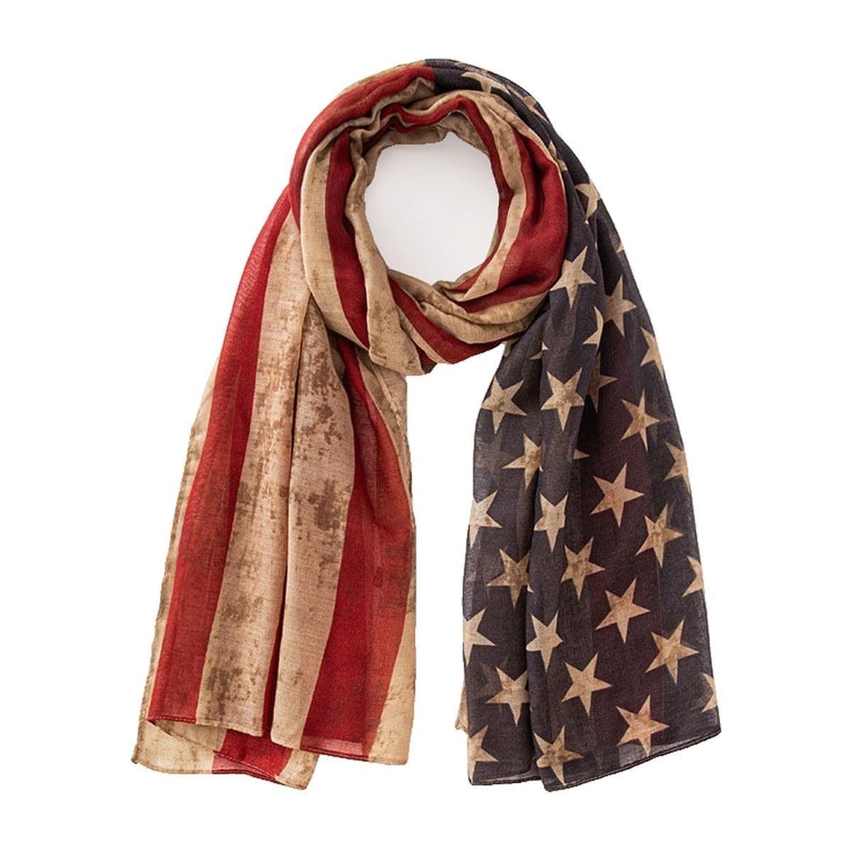‘OLD GLORY’ scarf – faded red, white and blue scarf, vintage American flag print