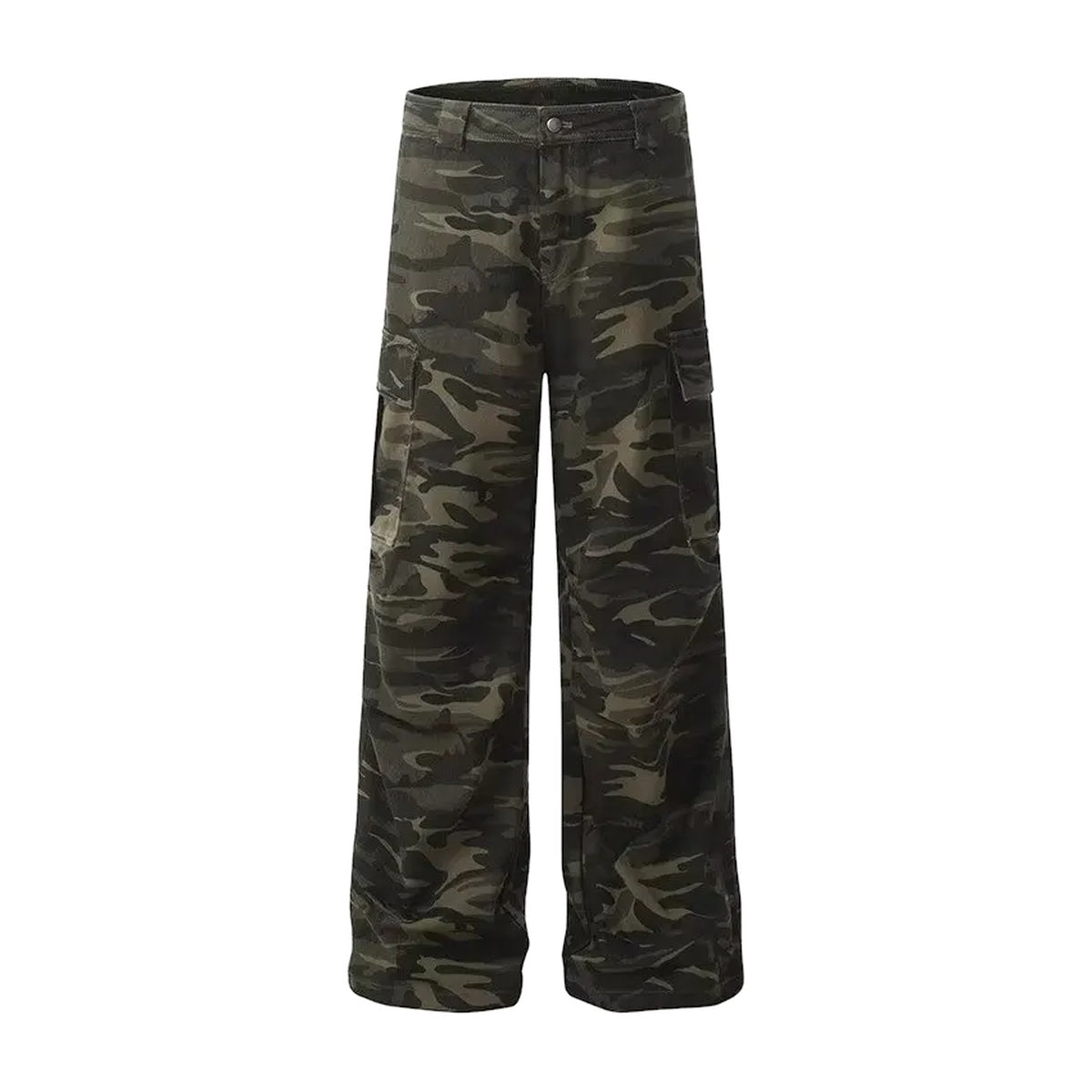 ‘PARATROOPER’ cargos – washed camouflage wide-leg cargo pants