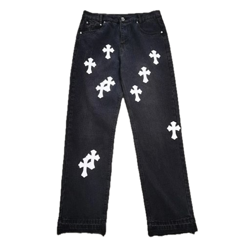 CHROME JEANS BLANC CROIX NOIRE