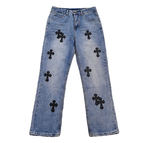 JEANS CHROME NOIR CROIX BLEUE
