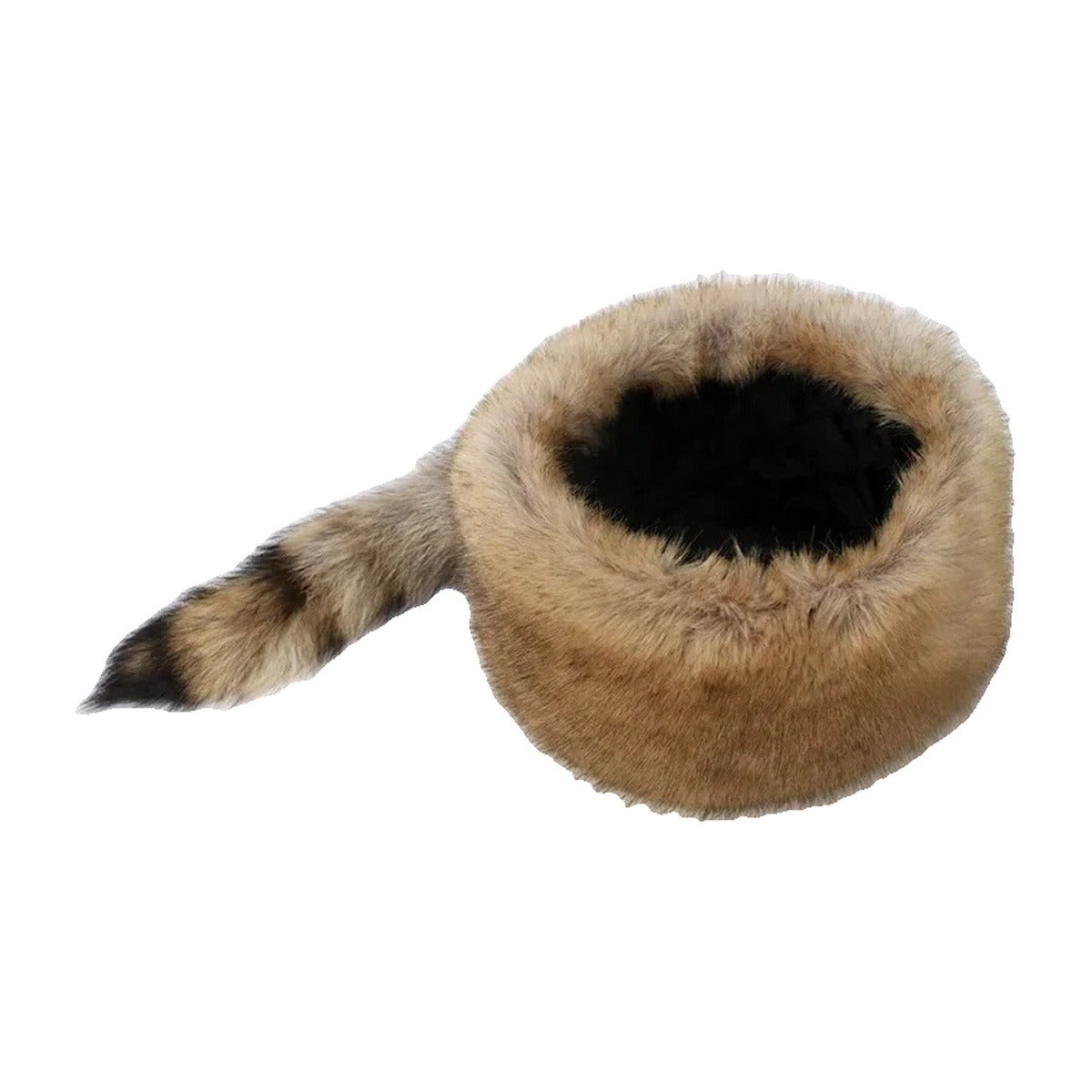 ‘RACCOON’ fur hat – brown fur hat, raccoon tail at the back