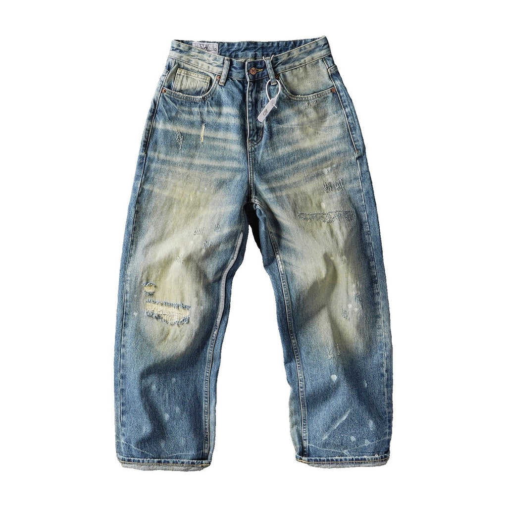 ‘SANDBLAST’ jeans – vintage blue jeans, sandblasted wash, rips, baggy fit