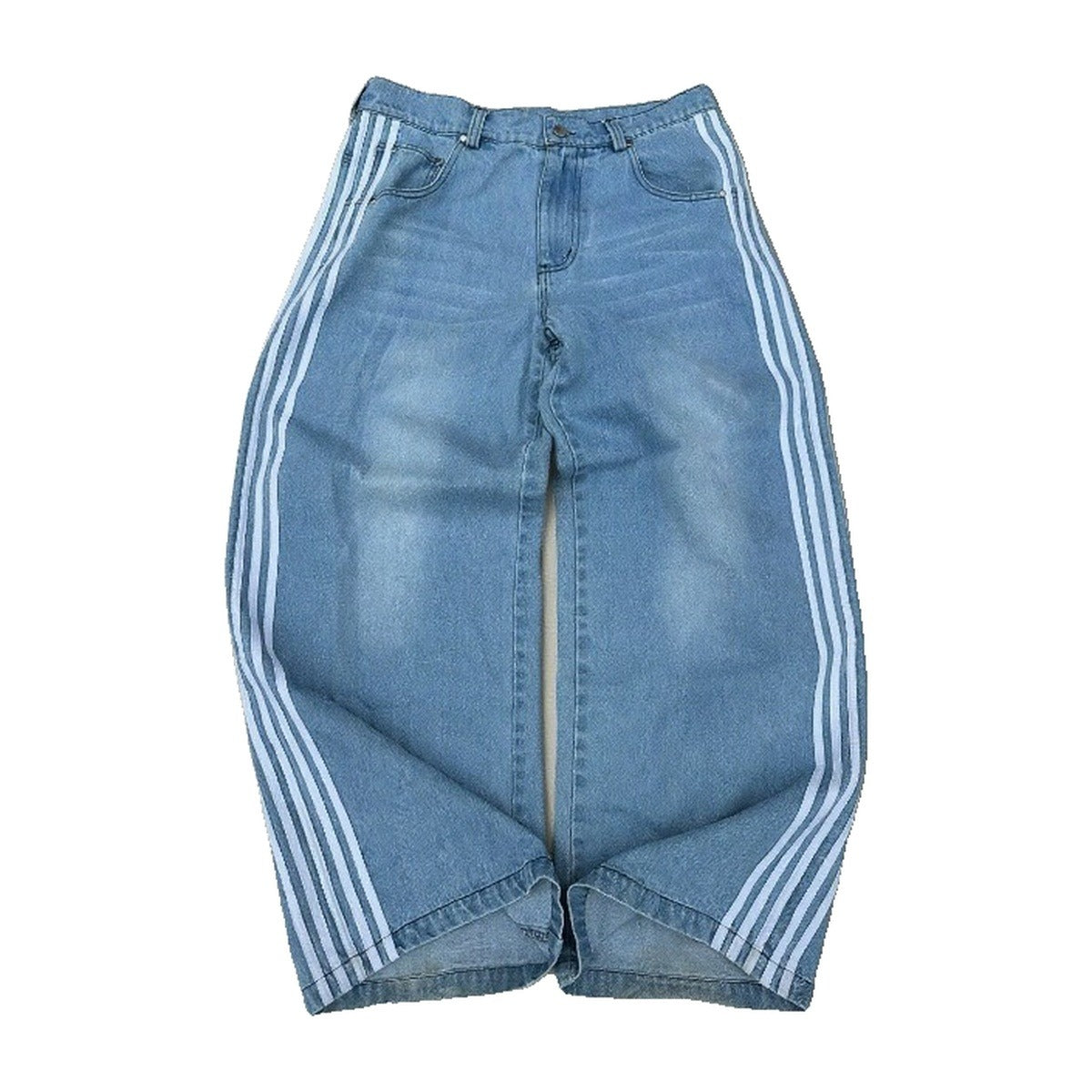‘SIDELINE’ jeans – light blue jeans, white side stripes, wide leg