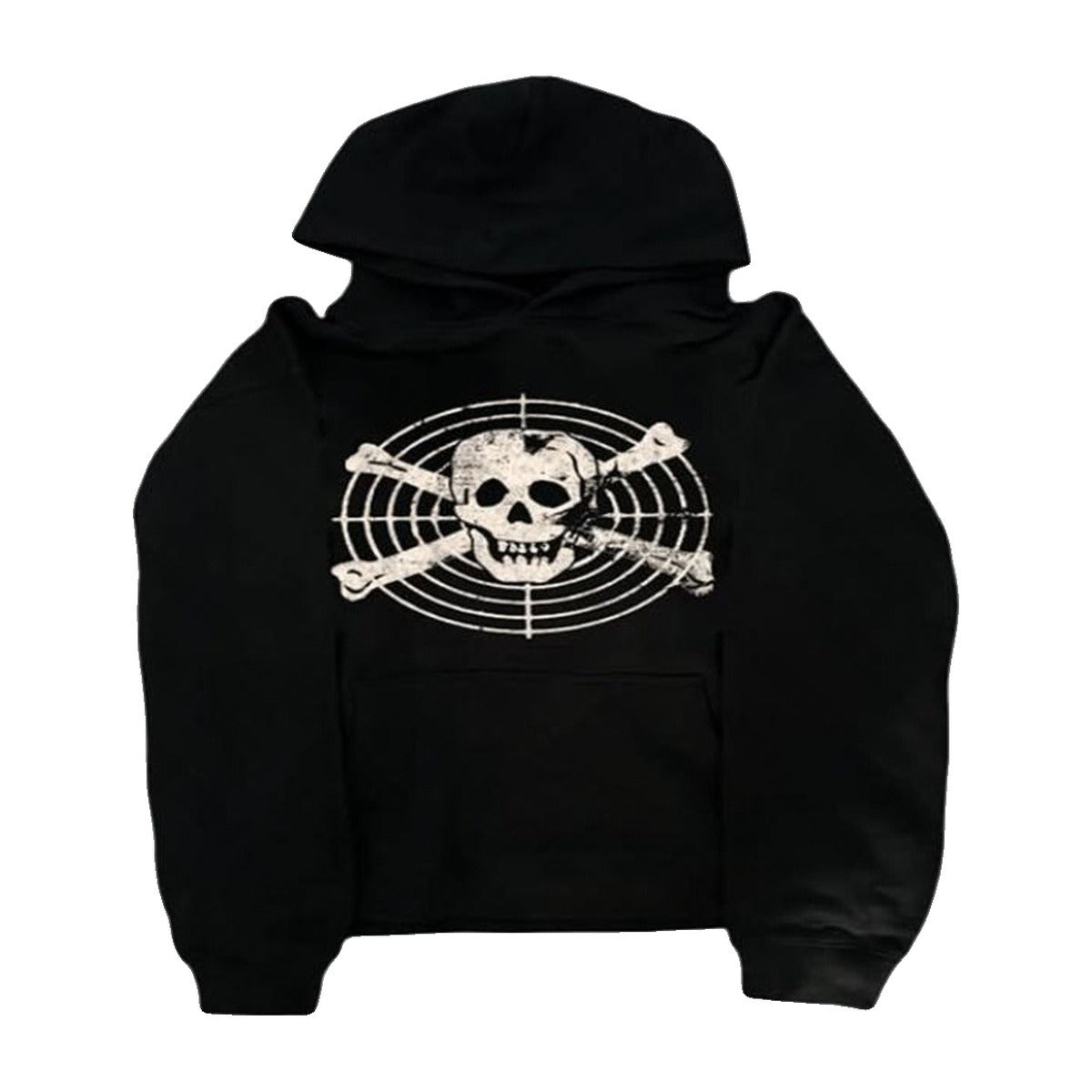 ‘T4RGETED’ hoodie – black hoodie, skull and target print