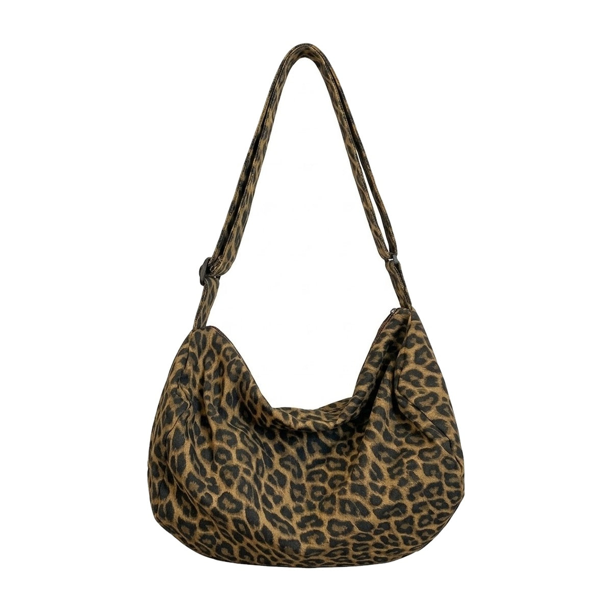 ‘TABBY’ bag – yellow-brown leopard print canvas hobo shoulder bag