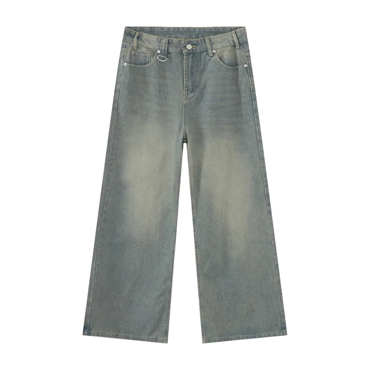 ‘VERDIGRIS’ jeans – grey-green washed wide-leg jeans